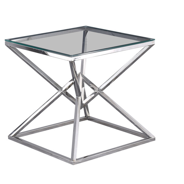 Everly Quinn Duguay 21.5'' Tall Glass Abstract End Table Wayfair